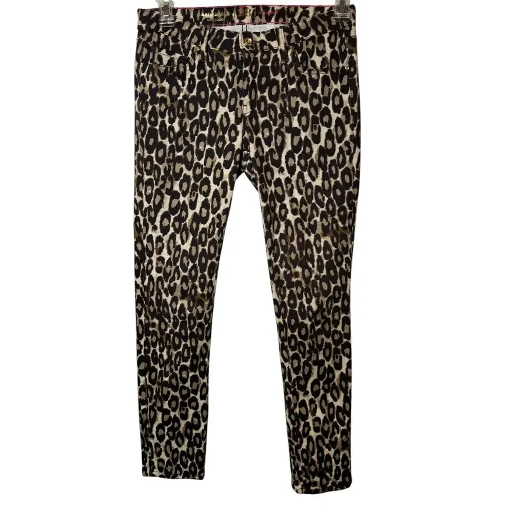 Kate Spade Broome Street Leopard Print Slim Fit Jeans 28 Pinup Rocker Chic EUC